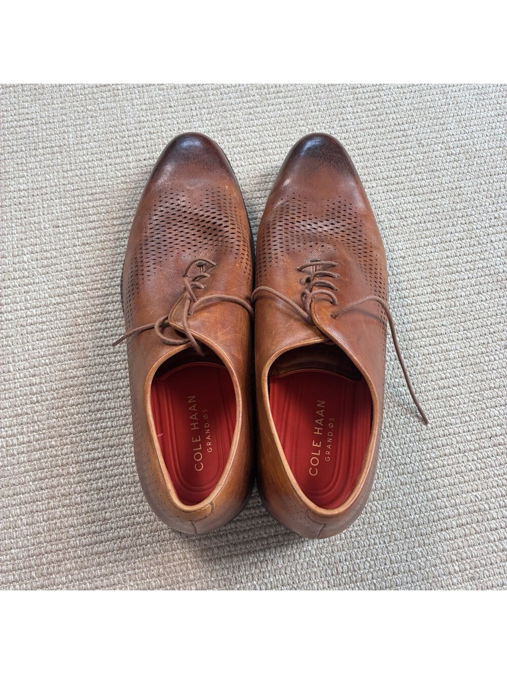 Cole Haan Men's Size 13M Washington Grand Laser Wingtip Oxford Shoes British Tan